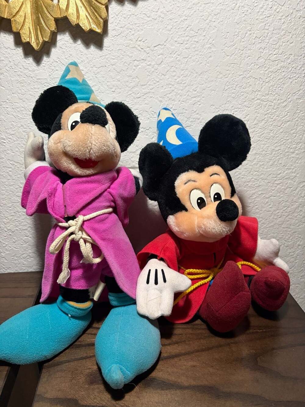 Vintage Disney Sorcerer Mickey Mouse Plush Lot of 2